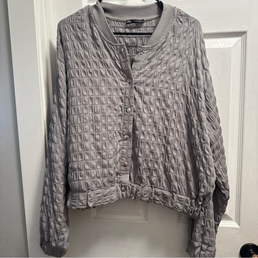 Zara Gray Bomber Jacket
